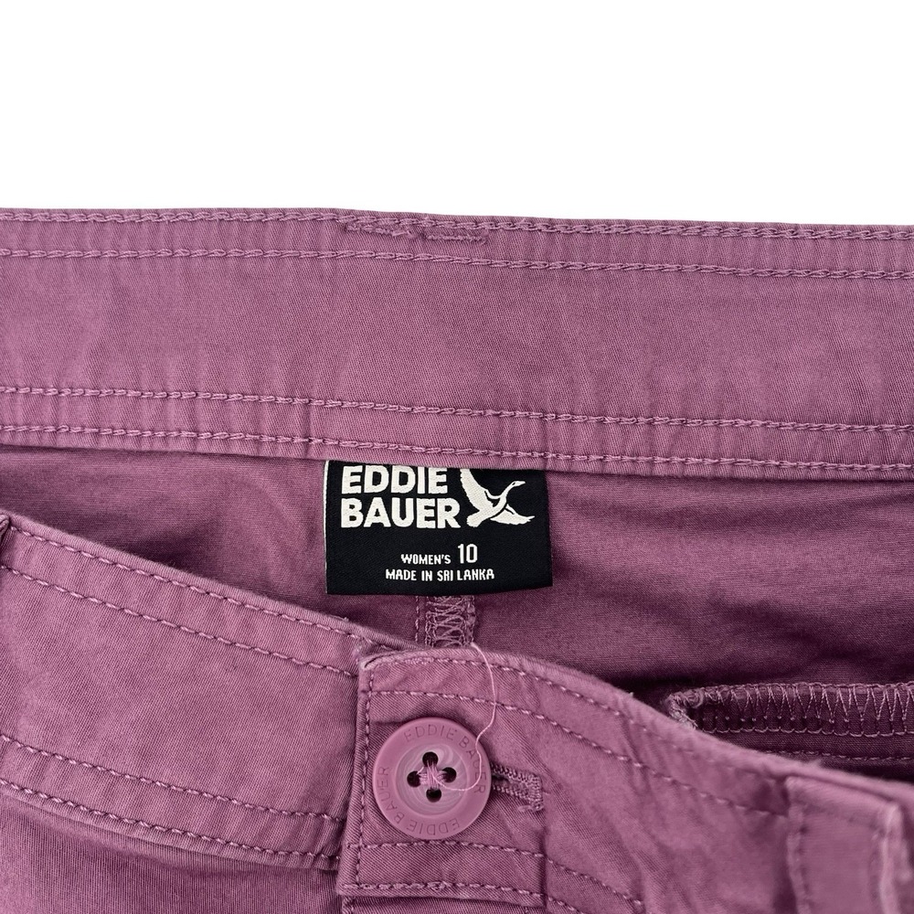 Eddie Bauer Women's 10 Pink Purple Stretch Chino Pants Ankle Crop Straight Leg - Picture 2 of 9